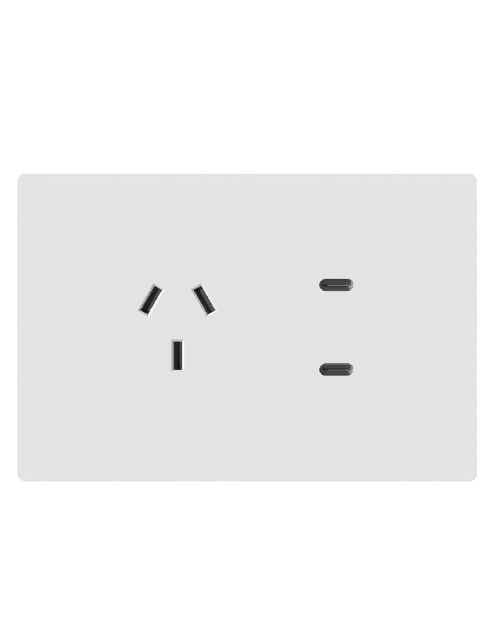 Llave tomacorriente con 2 Puertos USB-C Macroled Milan blanco